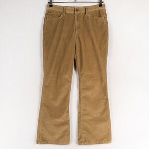 Eddie Bauer Pants Womens Sz 10 Tan Camel Corduroy Flare Leg Mid Rise Hemmed 30"